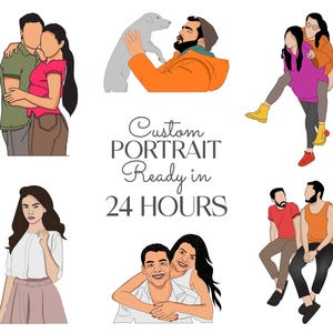 Custom Portrait Illustration, Wedding gift, Couple Portrait, Drawing From Photo, Best Friend gift, Line Drawing, Personalised Art Commission
