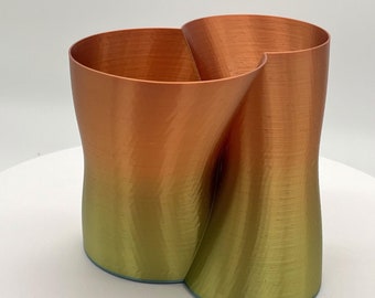 Original Unique 3d Printed Decorative Vase Flowers Decorative 2 entwined towers rainbow and bicolor