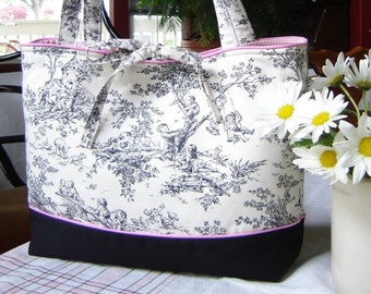 French Black and Cream Toile Fashion Diaper Tote Bag Central Park Toile  Out of Print