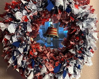 Cotton Americana Red, White, and Blue Rag Wreath