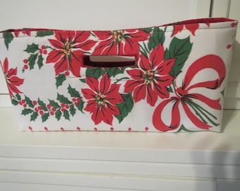 Not Your Usual Wine Tote made with Vintage Christmas fabric made and ready to ship