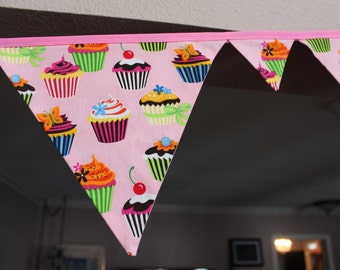 Fabric Cupcake Flag Bunting Garland Banner