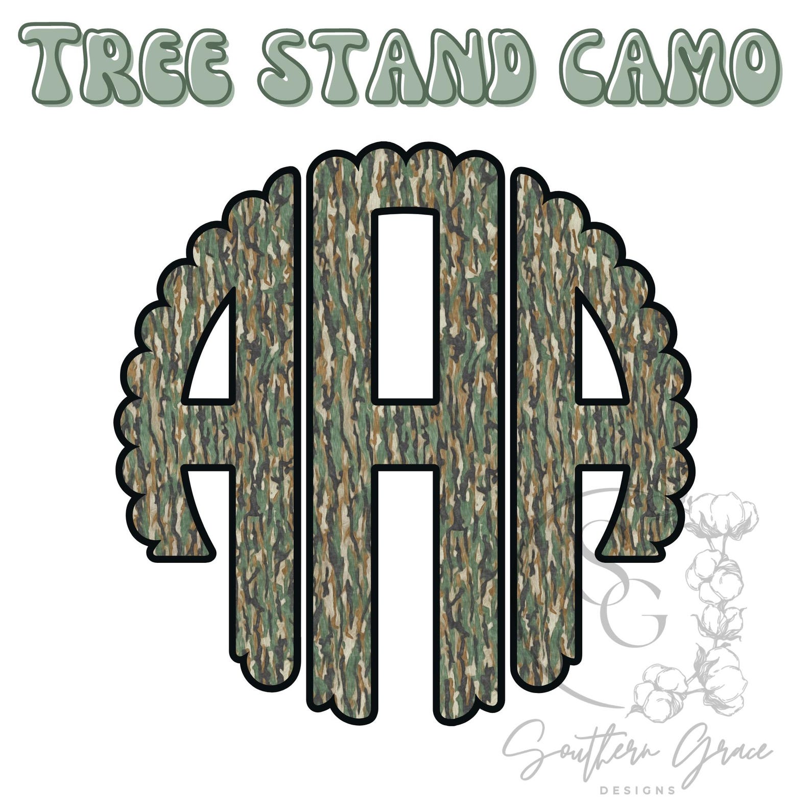 Camo Scalloped Monogram Bundle - Etsy