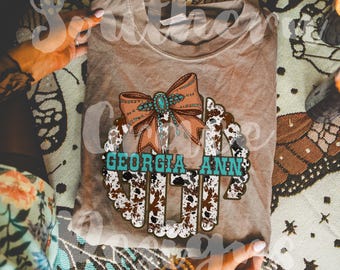 Western Cowprint Scallop Edge Monogram