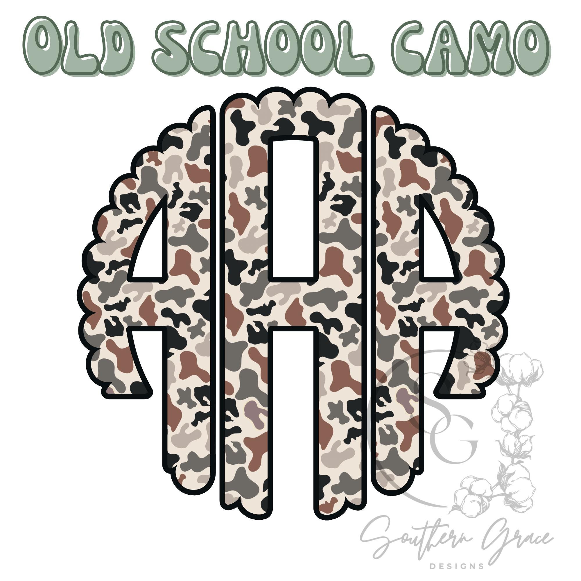 Camo Scalloped Monogram Bundle - Etsy
