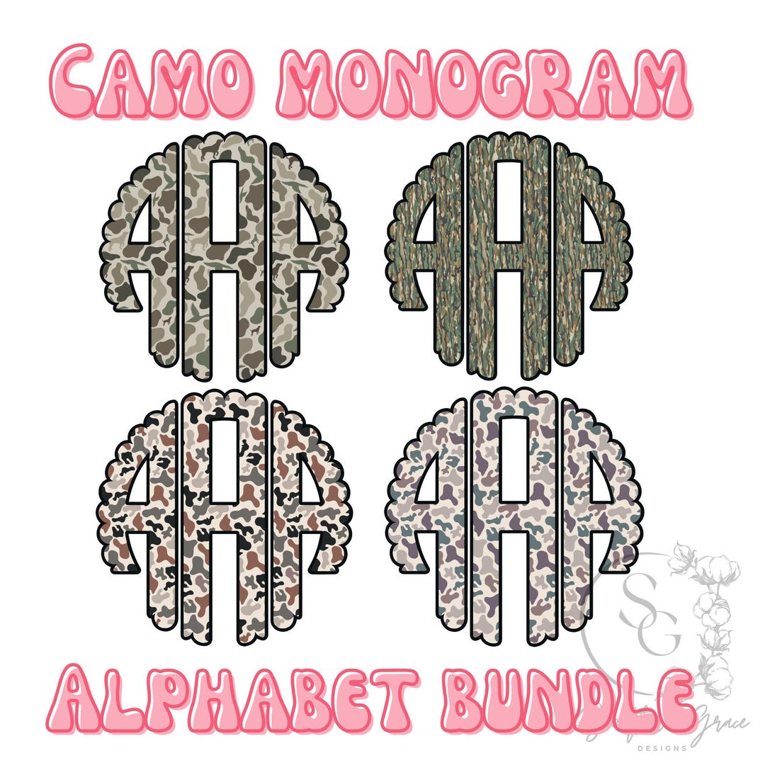 Camo Scalloped Monogram Bundle - Etsy