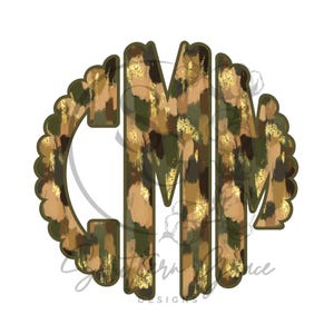Brushed camo & gold Scallop Edge Monogram