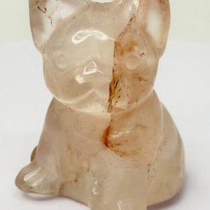 Fire Quartz French Bull Dog Animal Carving - Root Chakra