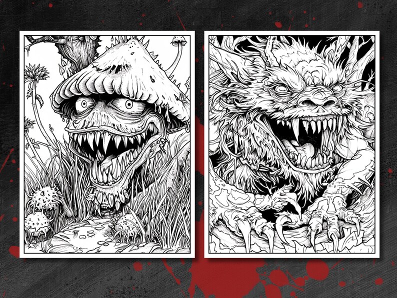 Scary Monsters Coloring Pages, Printable Halloween Coloring Book for ...