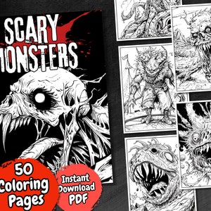 Scary Monsters Coloring Pages, Printable Halloween Coloring Book for ...
