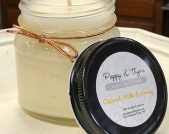 Oatmeal, Milk & Honey Soy Wax Mason Jar Candle (8 ounce)