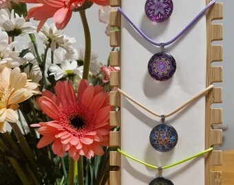 Collar de piedra muggle, collar con colgante, collar, cadena, mandala, colorido