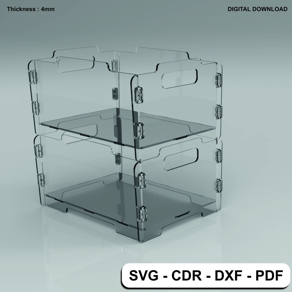 Laser Cut Stackable Storage Box, Wood and Acrylic, Vector Files ...