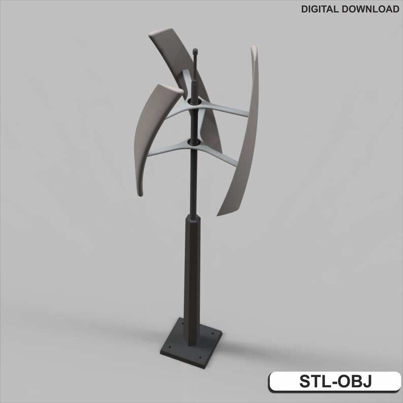 3D Printable Vertical Axis Wind Turbine (VAWT) Model – DIY Decorative ...