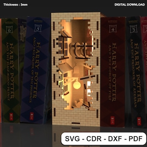 BookNook Diagon Alley - STL - SVG laser cutting file, Insert Shelf digital plan for laser cutting and 3D print