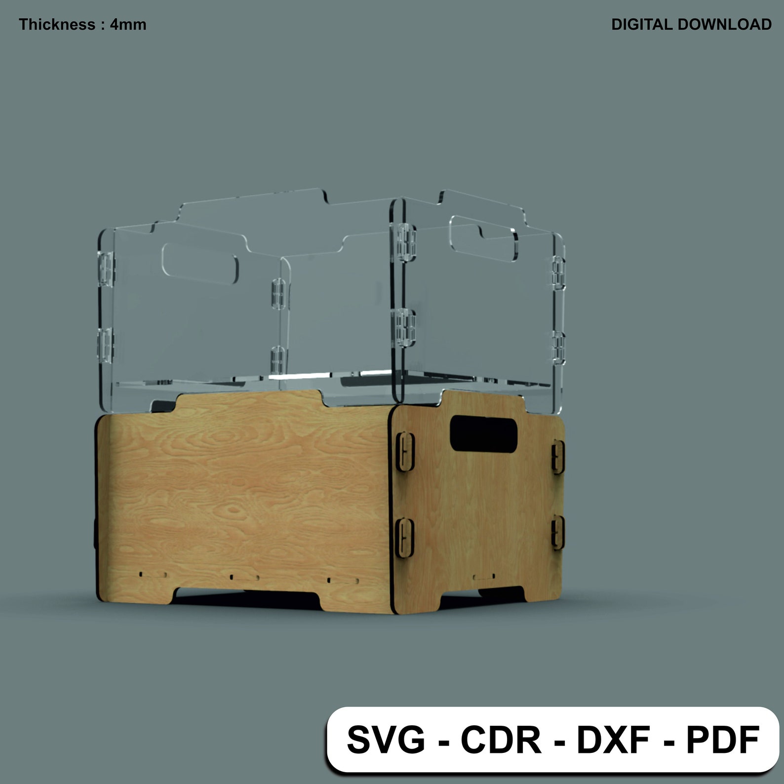 Laser Cut Stackable Storage Box, Wood and Acrylic, Vector Files ...