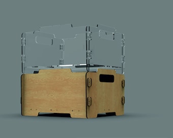 Laser geschnittene stapelbare Aufbewahrungsbox, Holz und Acryl, Vektordateien (digitaler Download)