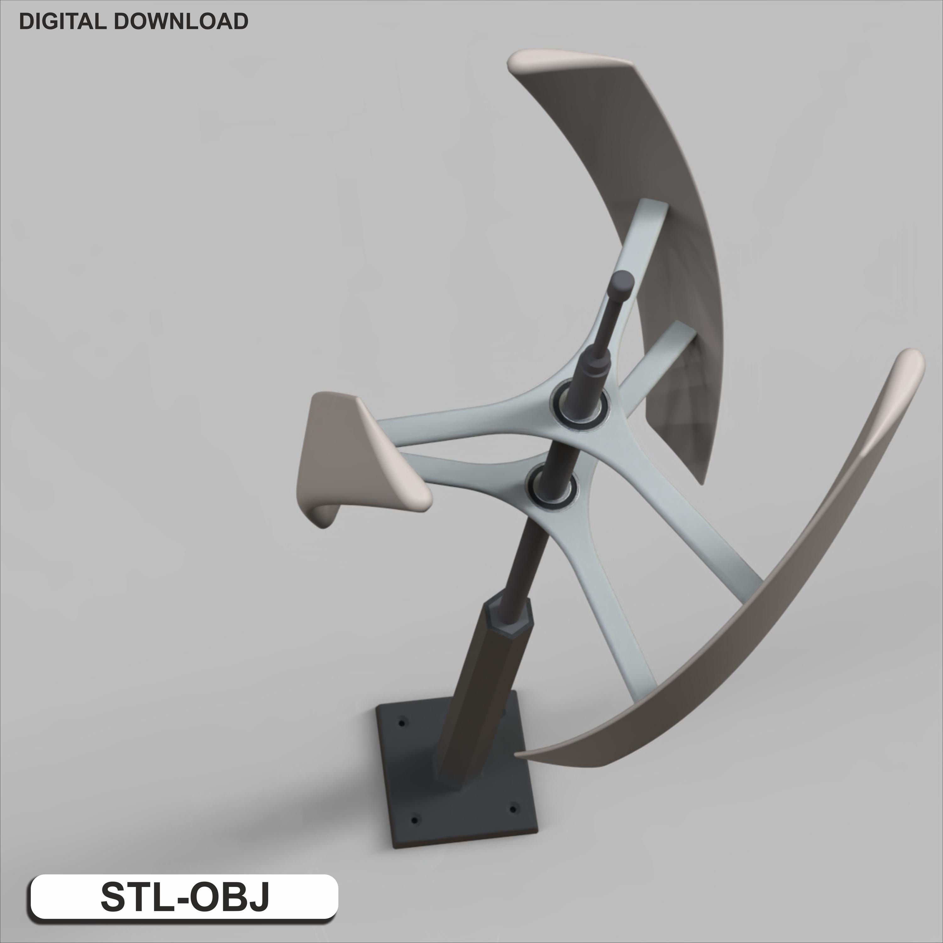 3D Printable Vertical Axis Wind Turbine (VAWT) Model – DIY Decorative ...