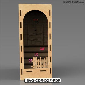 Book Nook Halloween ¡Prohibido el paso! SVG-CDR-DXF-Pdf - Archivos cortados con láser de Book Nook