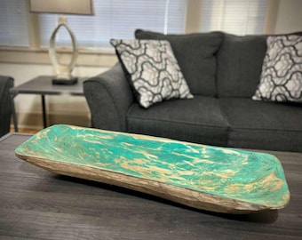 Rustic Hand-Carved Wooden Dough Bowl – Large Farmhouse Centerpiece, Vintage Style Decorative Batea, Western Cabin Home Decor