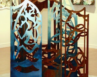 Sky Chapel" Lasercut Steel Sculpture at Riverfront Park in North Charleston, SC, AVAILABLE March 2023. One of a kind outdoor sculpture