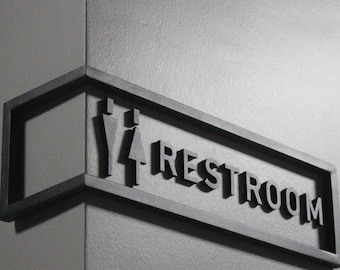 Texture black restroom sign, bathroom wall decor, business sign, door sign, brushed sign, men women signs, wc sign, toilet signs