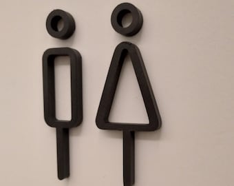 bathroom metal sign, modern restroom sign, men women sign, business wc signage, letter restroom sign, metal bathroom sign, metal toilet sign