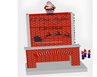 Kerstmanspel met open haard, kerstman en elfjes