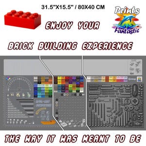 AFOL Building Mat, Large Brick Builder Desk Mat & Play Surface - No More Lost Pieces, Master Builder Gift, Personalized Option