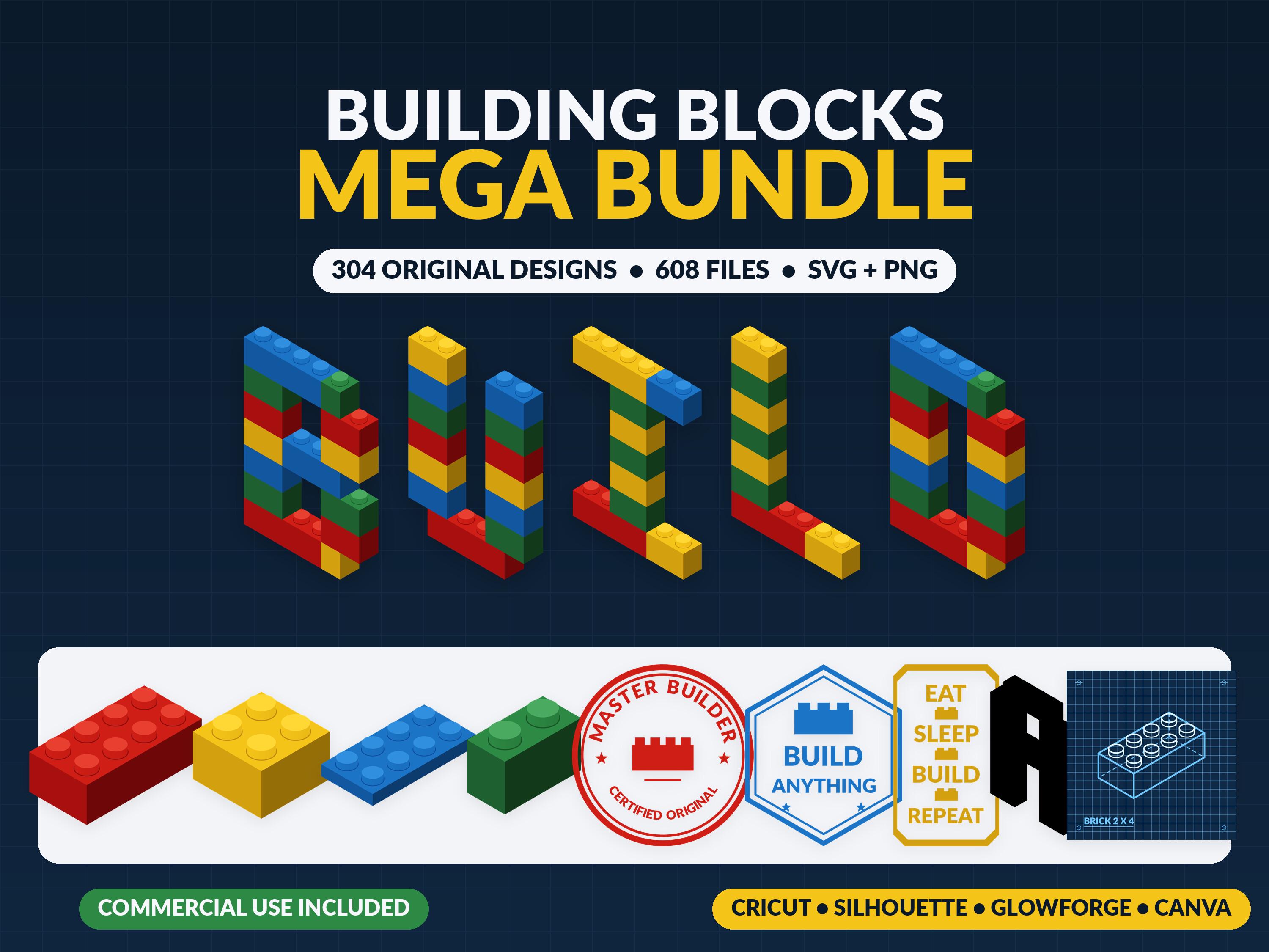 Building Blocks SVG Bundle, Brick SVG Birthday Number & Alphabet Clipart, Party Cricut PNG, Silhouette Cut Files, 600+ Brick Designs