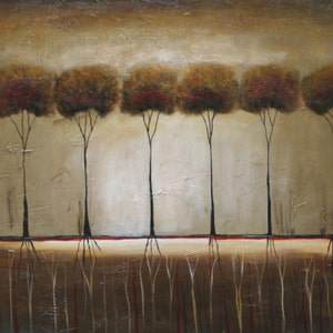 Original painting autumn forest trees and garden ready to hang. Lauren Marems Made to order