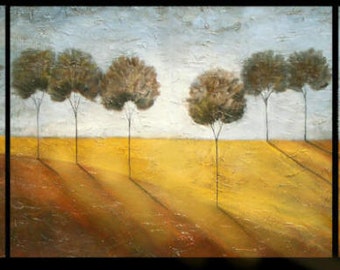 Textured ABSTRACT painting TREES original landscape art Made To Order Marems