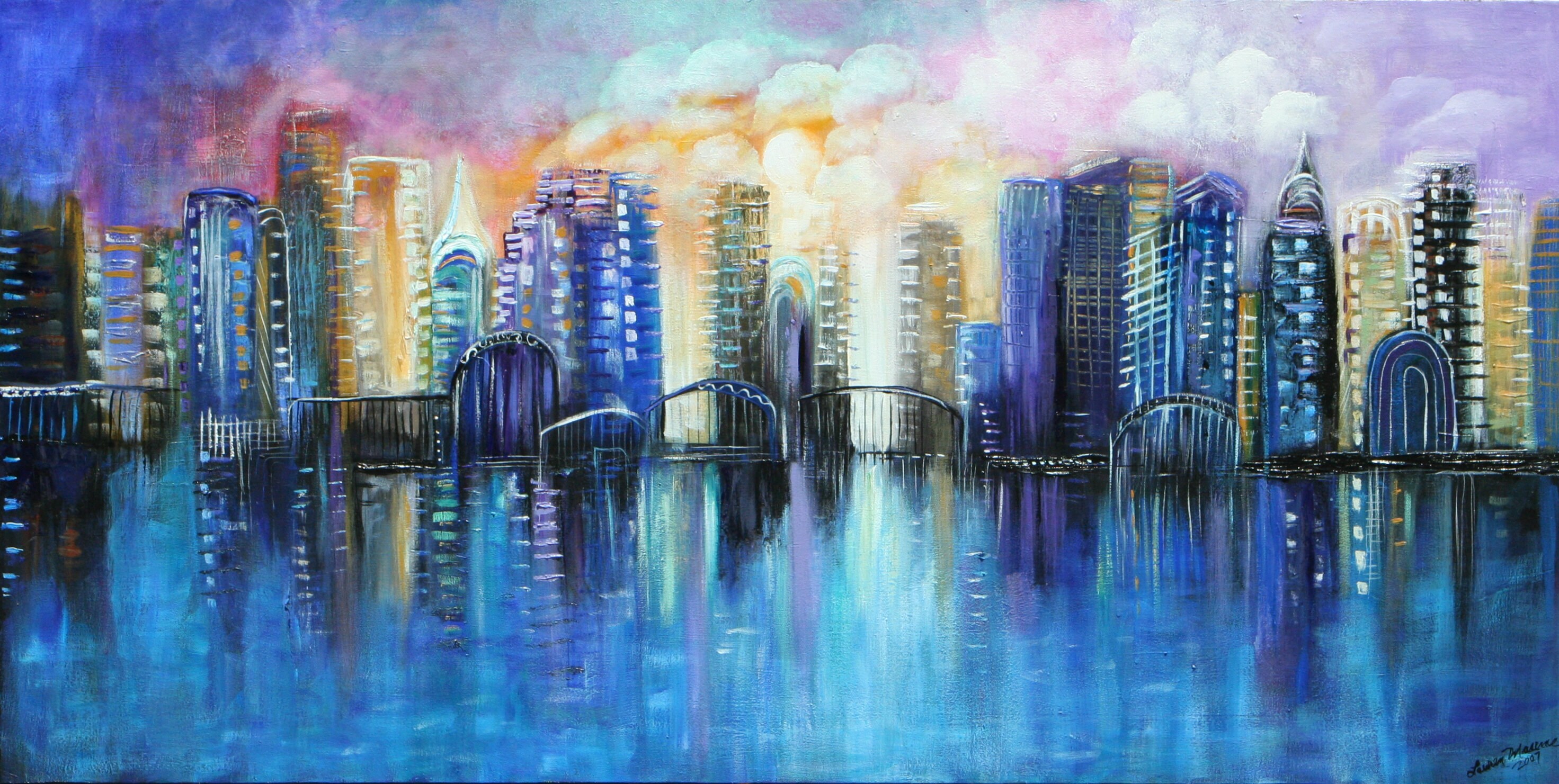 Original Textured Abstract cityscape painting modern art textured paint Marems wall art Made to Order