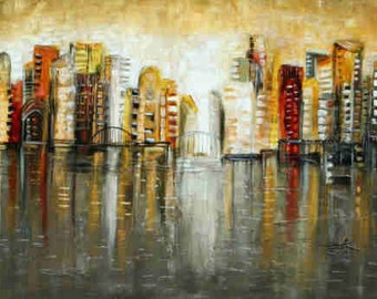 Abstract cityscape modern skyline made to order ready to hang number18 made to order
