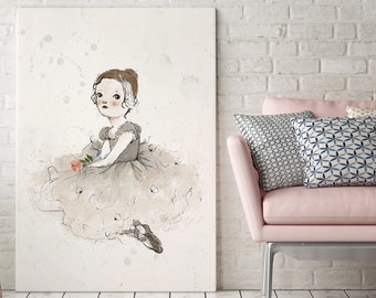 Ballerina wall art, ballet illustration, ballerina wall decor, ballerina nursery, nursery wall art printable