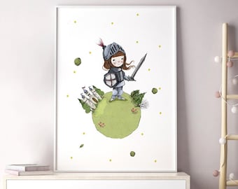 Girl Knight print, Nursery wall art girl, girl nursery decor, nursery wall decor girl, nursery wall art printable