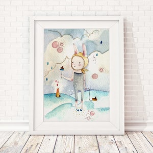 Girl bunny nursery, girl nursery art, girls wall decor, wall art for girls, prints for girls room