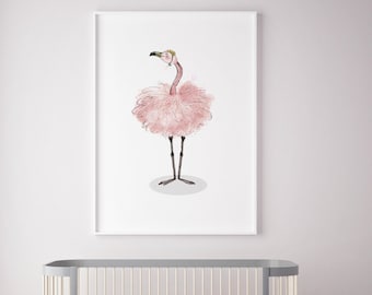 Flamingo nursery, ballerina painting, ballerina nursery, flamingo picture