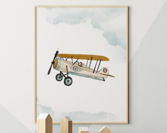 Vintage Airplane Nursery Art: Aviation Wall Decor