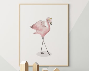 Flamingo nursery wall art, flamingo baby shower, pink flamingo art, nursery wall art girl