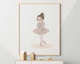 Lámina infantil de bailarina: Arte mural de bailarina de ballet clásico