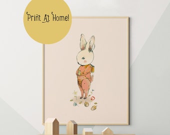 Nursery decor girl, Woodland nursery decor, nursery wall art animals, nursery bunny, nursery wall art girl, nursery rabbit