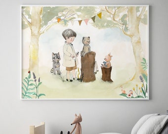 Veterinary art, vet nursery art, veterinarian gift, veterinary nurse, nursery wall art boy