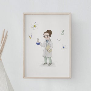 Scientist girl, nursery decor girl, scientist nursery, scientist wall art, nursery wall art girl, scientist decor