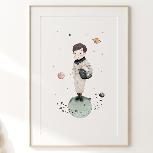 Nursery Decor Boy Nursery Wall Art Astronaut Boy Boy Wall Etsy