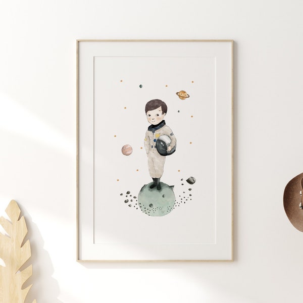 Astronaut boy wall decor, nursery wall art boy, astronaut nursery, outer space wall art, astronaut wall art