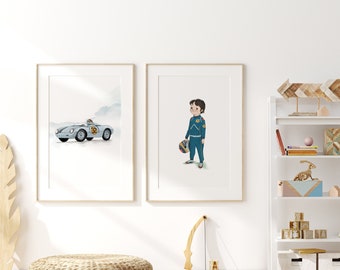 Race car driver, nursery decor boy, racing wall art poster, car racing poster, nursery wall art boy, boy room decor, kids room decor