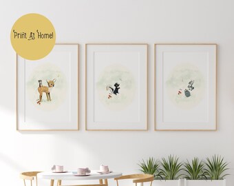 Woodland animals, woodland nursery decor, nursery woodland animals, forest wall art animals, nursery wall art printable, nursery animals