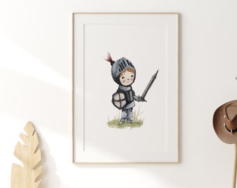 Boy Knight Nursery Art: Whimsical Castle Decor