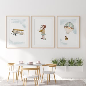 Aviation art, nursery decor girl, adventure nursery decor, airplane nursery, girl wall decor, nursery wall art girl, nursery airplane decor